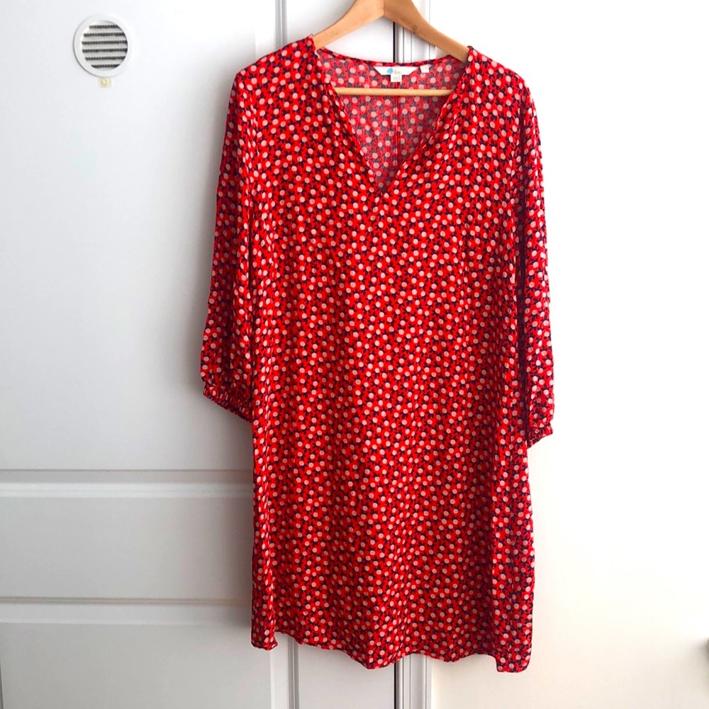 Boden Vanessa Viscose Swing dress in red abstract floral print Sz 14